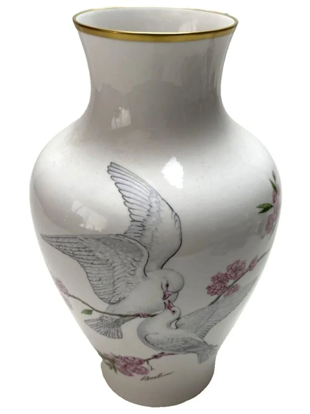 Edward Marshall Boehm Studios Bone China Tranquility Vase Happiness Forever VTG